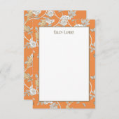 Oranje Chinoiserie Flowers Bedankkaart (Voorkant / Achterkant)