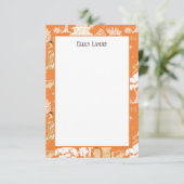 Oranje Chinoiserie Pagodas Bedankkaart (Staand voorkant)
