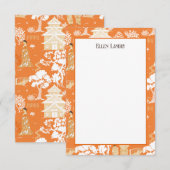 Oranje Chinoiserie Pagodas Bedankkaart (Voorkant / Achterkant)