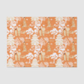 Oranje Chinoiserie Pagodas Tissuepapier (Voorkant)