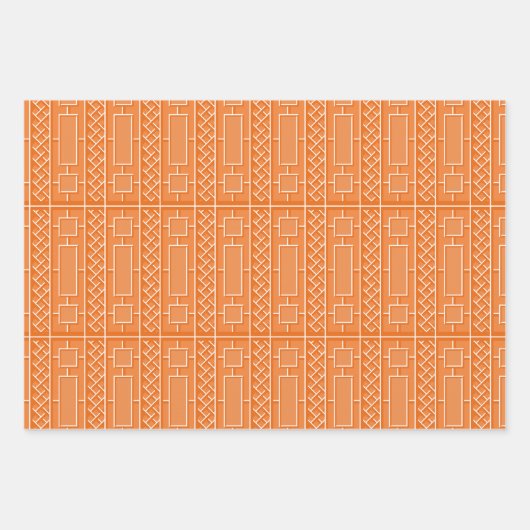 Oranje Chinoiserie Vogels en Pagodes Inpakpapier Vel (Voorkant 2)
