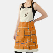 Oranje Chocolade Crème Grid Boho Patroon Monogram Schort (Insitu)