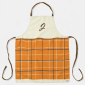 Oranje Chocolade Crème Grid Boho Patroon Monogram Schort (Voorkant)