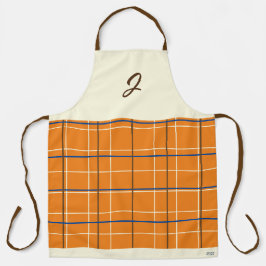 Oranje Chocolade Crème Grid Boho Patroon Monogram Schort