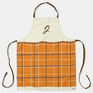 Oranje Chocolade Crème Grid Boho Patroon Monogram Schort