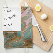 Oranje Christelijke keukenhanddoek met marmer (Quarter Fold)