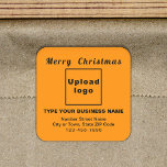 Oranje Christmas Business Square Shape Sticker<br><div class="desc">vrolijk kerstfeest! Een van de meest gevierde feestdagen van het jaar. Het is ook een van de beste seizoenen om uw bedrijf te adverteren. Vierkante vorm sticker met vrolijke kerstgroet, uw bedrijfsnaam en andere informatie van uw bedrijf. U kunt het gebruiken als accessoire van uw productverpakkingsmateriaal om uw productmerknaam te...</div>