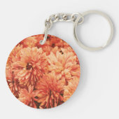 Oranje chrysant Sleutelhanger (Achterkant)