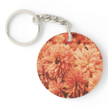 Oranje chrysant Sleutelhanger