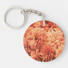 Oranje chrysant Sleutelhanger