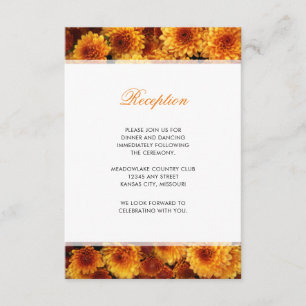 Oranje Chrysanten Trouwreceptie Informatiekaartje