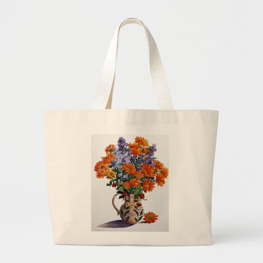 Oranje Chrysanthema Grote Tote Bag (Voorkant)