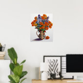 Oranje Chrysanthema Poster (Thuiskantoor)