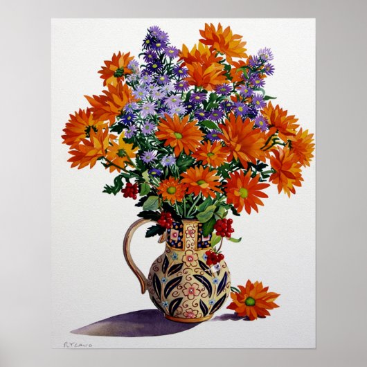 Oranje Chrysanthema Poster (Voorkant)