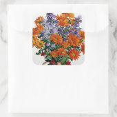 Oranje Chrysanthema Vierkante Sticker (Tas)