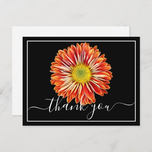 Oranje Chrysanthemum Black Achtergrond Dank u Briefkaart (Voorkant / Achterkant)