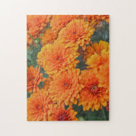 Oranje Chrysanthemum Bloemtuin Art Puzzel