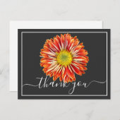 Oranje Chrysanthemum Grey Background Dank u Briefkaart (Voorkant / Achterkant)