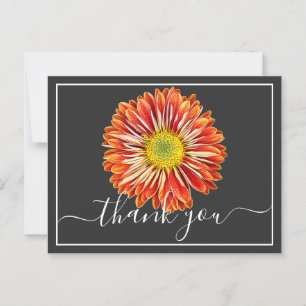 Oranje Chrysanthemum Grey Background Dank u Briefkaart