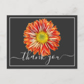 Oranje Chrysanthemum Grey Background Dank u Briefkaart (Voorkant)