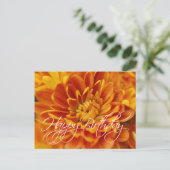 Oranje Chrysanthemum Happy Birthday Briefkaart (Staand voorkant)