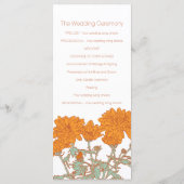 Oranje Chrysanthemum huwelijksprogramma Rackkaart Programmakaart (Achterkant)