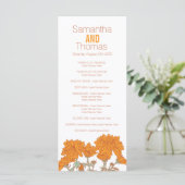 Oranje Chrysanthemum huwelijksprogramma Rackkaart Programmakaart (Staand voorkant)