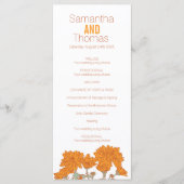 Oranje Chrysanthemum huwelijksprogramma Rackkaart Programmakaart (Voorkant)