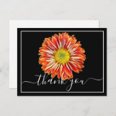 Oranje Chrysanthemum Zwarte Achtergrond Dank Je Briefkaart (Voorkant / Achterkant)