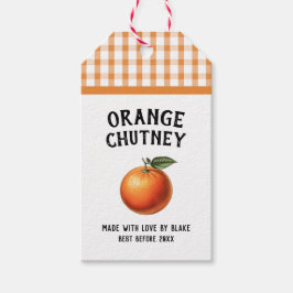 Oranje chutney Preserve Label geruit patroon Cadeaulabel