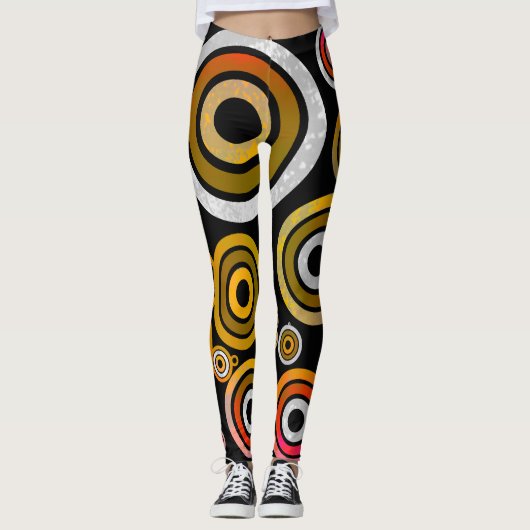 Oranje cirkel abstracte leggings (Voorkant)