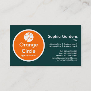 Oranje cirkel - donkergroen visitekaartje