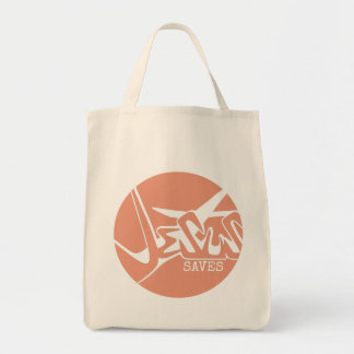 Oranje Cirkel Het Kruis Jezus Redt Graffiti Tote Bag