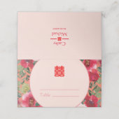 Oranje cirkel met een moderne Chinese bruiloft Plaatskaartje (Buitenkant ongevouwen)