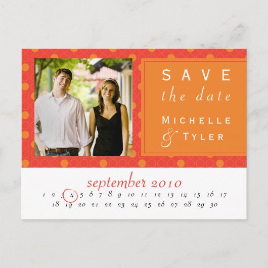 Oranje cirkel Save the Date Kaart (Voorkant)
