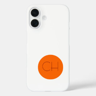 Oranje cirkel witte monogram iPhone 16 hoesje