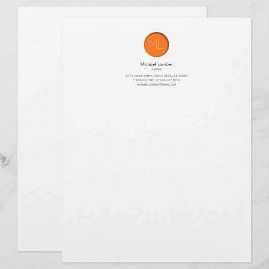 Oranje cirkelmonogram bovenste briefhoofd (Voorkant / Achterkant)