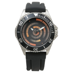 Oranje cirkelpatroon Radar Watch Horloge