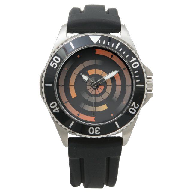 Oranje cirkelpatroon Radar Watch Horloge (Voorkant)