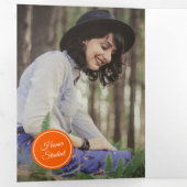 Oranje cirkels 5-Foto Afstuderen Drieluik Uitnodiging (Binnenzijde eerst)