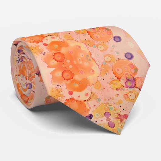 Oranje cirkels Abstract Collectie Stropdas (Opgerold)