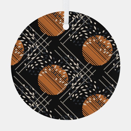 Oranje Cirkels Abstract  Patroon Glas Ornament (Achterkant)