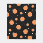 Oranje cirkels en zwarte achtergrond fleece deken (Voorkant)
