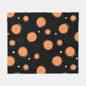 Oranje cirkels en zwarte achtergrond fleece deken (Voorkant (Horizontaal))