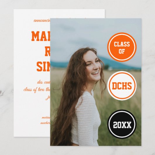 Oranje cirkels Foto Afstuderen Kaart (Voorkant / Achterkant)