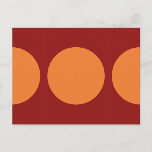 Oranje cirkels op rood briefkaart (Voorkant)
