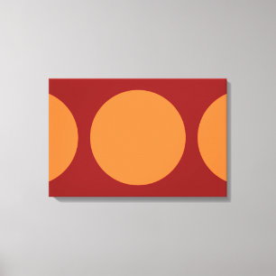 Oranje cirkels op rood canvas afdruk