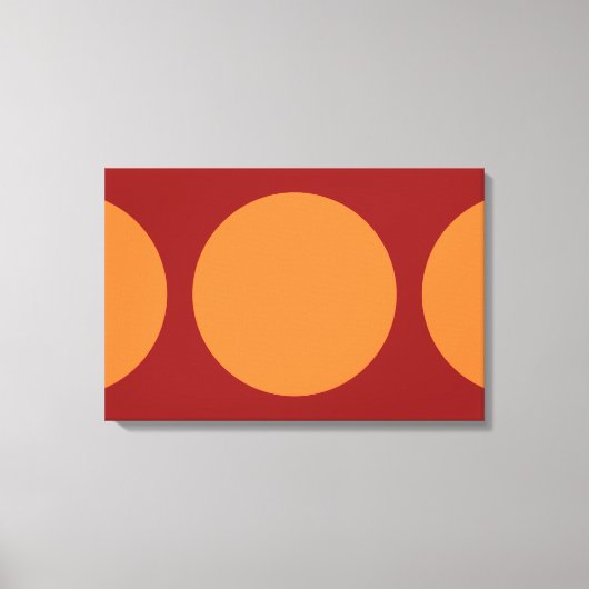 Oranje cirkels op rood canvas afdruk (Voorkant)