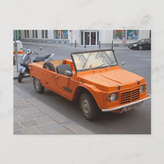 Oranje Citroën Mehari Briefkaart (Voorkant)