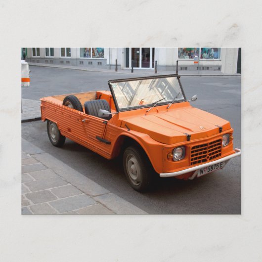 Oranje Citroen Mehari Briefkaart (Voorkant)